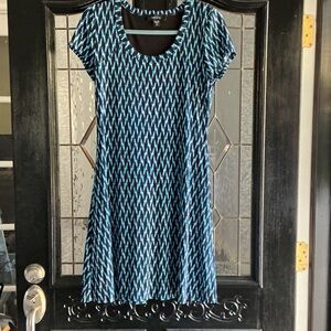 Karen Kane Black Dress with Blue Accent Trim